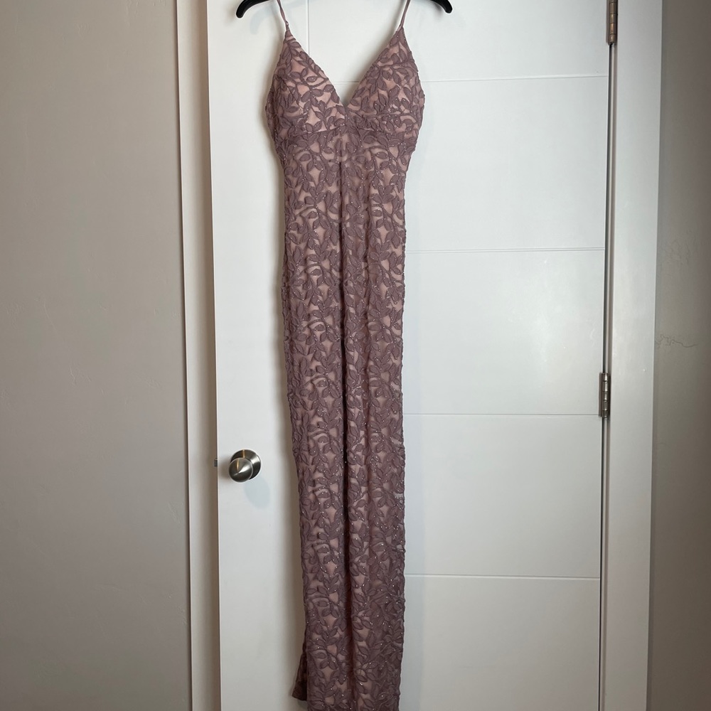 Beautiful flattering violet purple nude fitted sparkling prom dress worn once - Picture 2 of 5